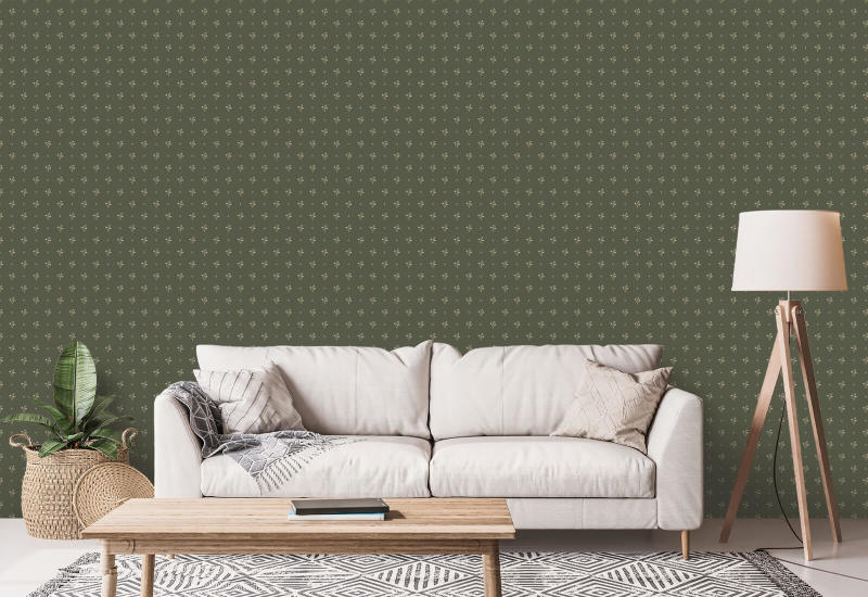 Snowdrop Green Vintage Wallpaper