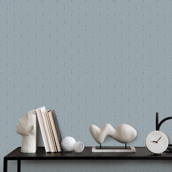 Snowdrop Blue Vintage Wallpaper