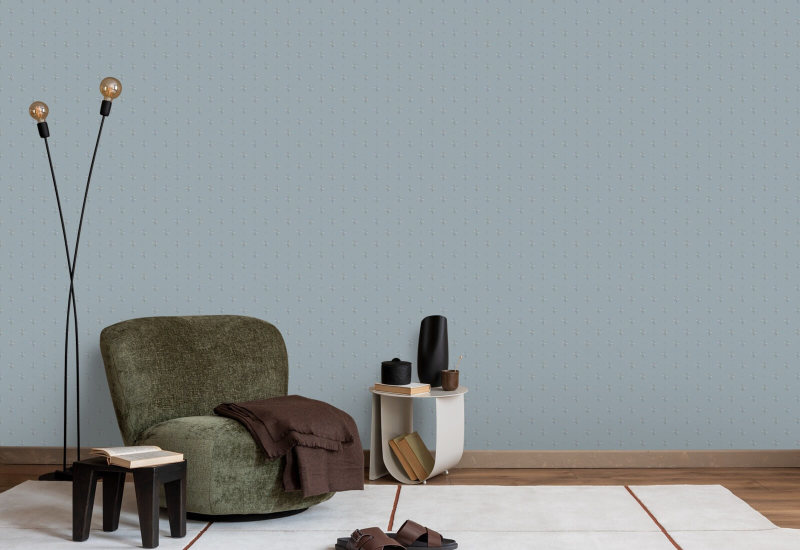 Snowdrop Blue Vintage Wallpaper