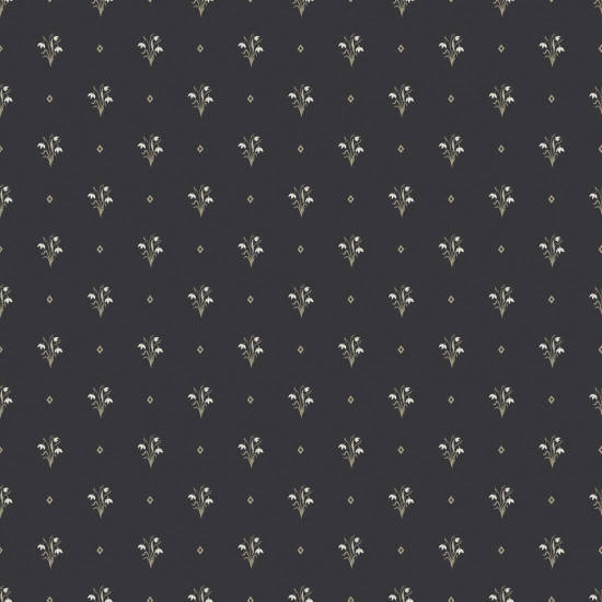 Snowdrop Navy Carta da parati classica