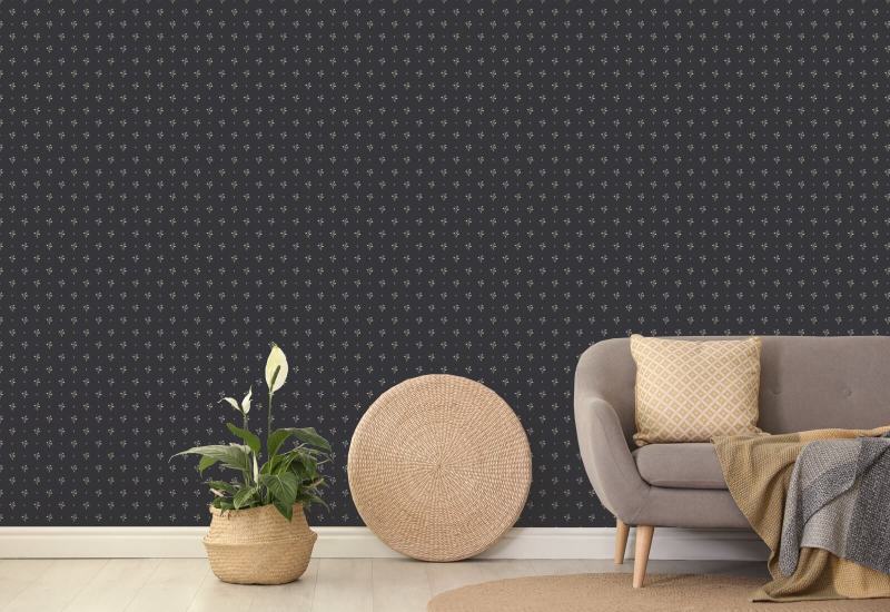 Snowdrop Navy Classic Wallpaper