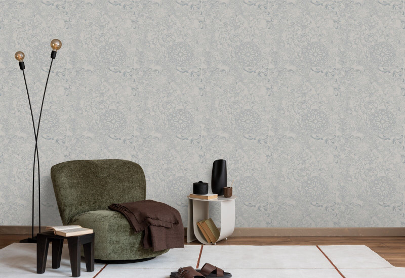 Opulence Heron Grey Vintage Wallpaper