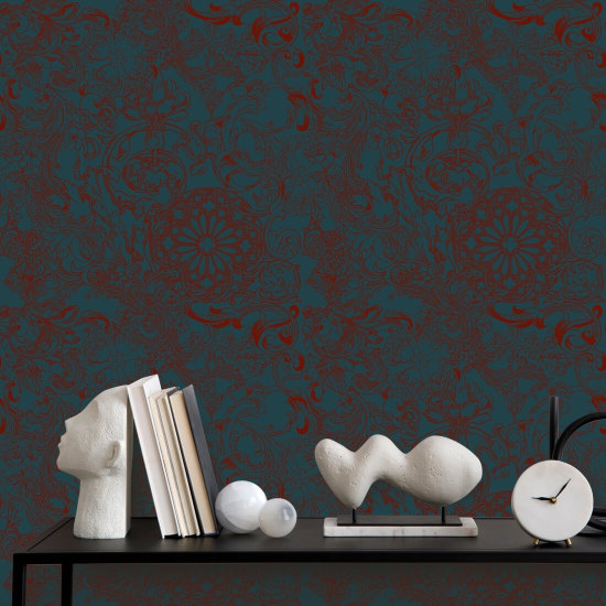 Opulence Midnight Fire Vintage Wallpaper