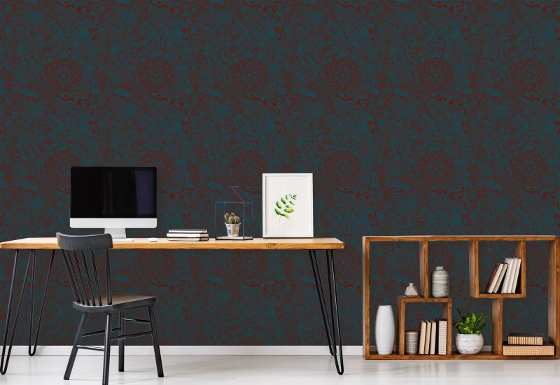 Opulence Midnight Fire Vintage Wallpaper