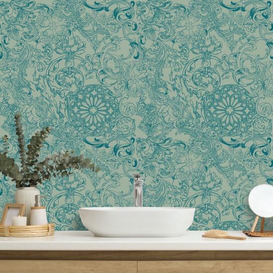 Opulence Peacock Teal Classic Wallpaper