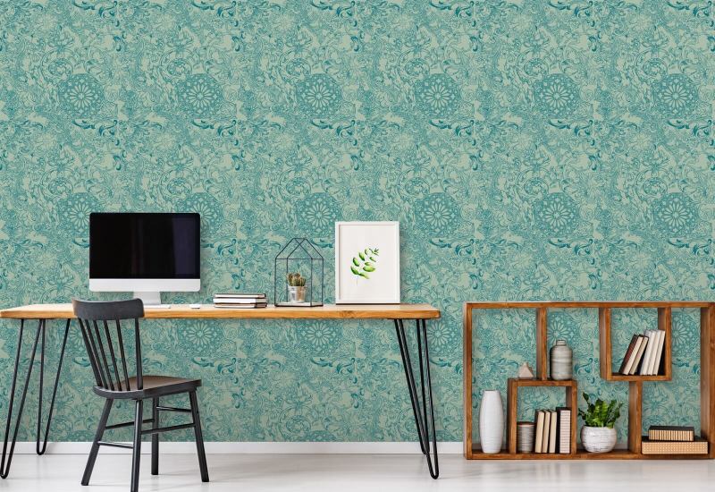 Opulence Peacock Teal Classic Wallpaper