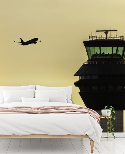 gul og svart tilpassbar flyplassveggmaleri kalt Air Traffic Control fra fotograf Anthony Bryant gul og svart tilpassbar flyplassveggmaleri kalt Air Traffic Control fra fotograf Anthony Bryant
