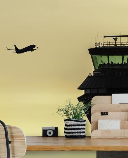 gul och svart anpassningsbar flygplatsväggmålning som heter Air Traffic Control från fotografen Anthony Bryant gul och svart anpassningsbar flygplatsväggmålning som heter Air Traffic Control från fotografen Anthony Bryant