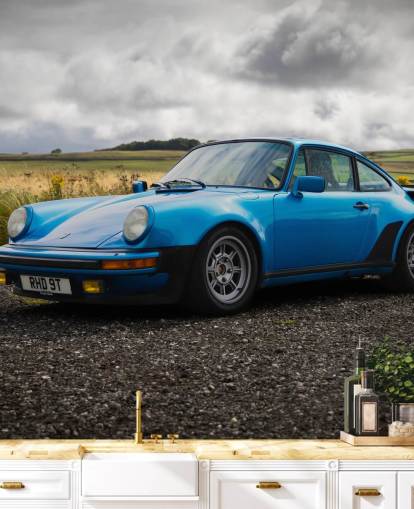 anpassningsbar bilväggmålning kallad Blue Porsche Carrera för hemmakontor, mansgrottor och sovrum anpassningsbar bilväggmålning kallad Blue Porsche Carrera för hemmakontor, mansgrottor och sovrum