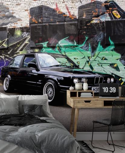 aanpasbare automuurschildering genaamd Classic BMW 3-serie van Anthony Bryant voor mancave, home office en slaapkamers aanpasbare automuurschildering genaamd Classic BMW 3-serie van Anthony Bryant voor mancave, home office en slaapkamers
