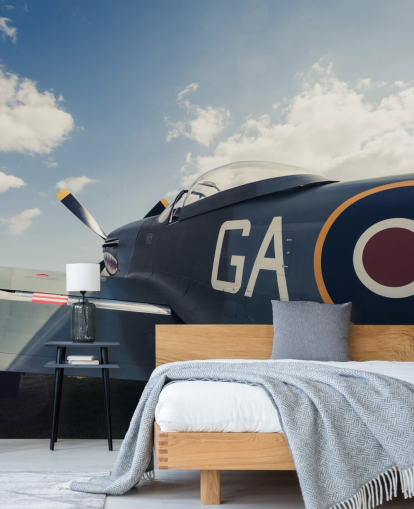 personalisierbares blaues Militärflugzeug-Wandbild namens Classic Spitfire von Anthony Bryant personalisierbares blaues Militärflugzeug-Wandbild namens Classic Spitfire von Anthony Bryant