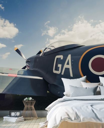 tilpassbart blått militærfly veggmaleri kalt Classic Spitfire av Anthony Bryant tilpassbart blått militærfly veggmaleri kalt Classic Spitfire av Anthony Bryant