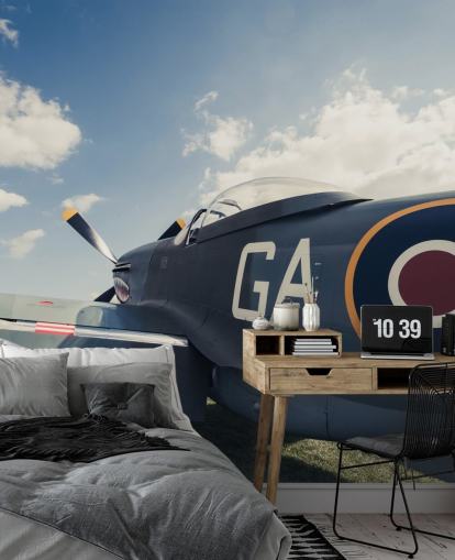 customisable blue military plane wall mural called Classic Spitfire by Anthony Bryant customisable blue military plane wall mural called Classic Spitfire by Anthony Bryant