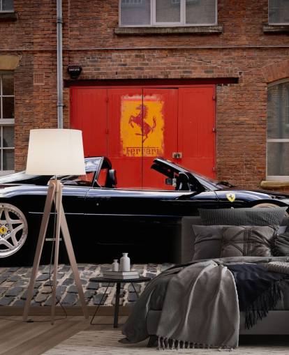 peinture murale Ferrari personnalisée noire et rouge appelée Ferrari 348 Spider Garage pour les bureaux à domicile, les chambres et les grottes pour hommes peinture murale Ferrari personnalisée noire et rouge appelée Ferrari 348 Spider Garage pour les bureaux à domicile, les chambres et les grottes pour hommes