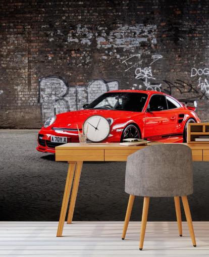 röd och brun anpassningsbar porsche-väggmålning som heter Porsche 911 Turbo Underground för mangrottor röd och brun anpassningsbar porsche-väggmålning som heter Porsche 911 Turbo Underground för mangrottor