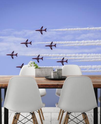 customisable red arrows wall mural called Red Arrows Flyover by Anthony Bryant for home offices and man caves