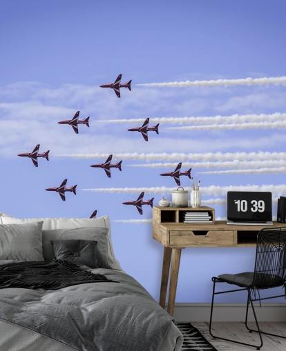 anpassningsbar röd pilar väggmålning kallad Red Arrows Flyover av Anthony Bryant för hemmakontor och mangrottor anpassningsbar röd pilar väggmålning kallad Red Arrows Flyover av Anthony Bryant för hemmakontor och mangrottor