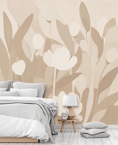beige customizable abstract floral mural called Emil’s Meadow Sand by Sir Edward for boho interiors beige customizable abstract floral mural called Emil’s Meadow Sand by Sir Edward for boho interiors