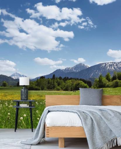 Meadow og fjellutsikt Mural