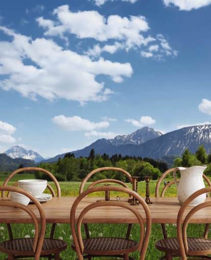 Wiese und Mountain View Fototapete