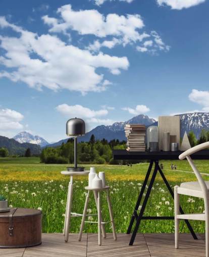 Peinture murale avec vue sur la prairie et