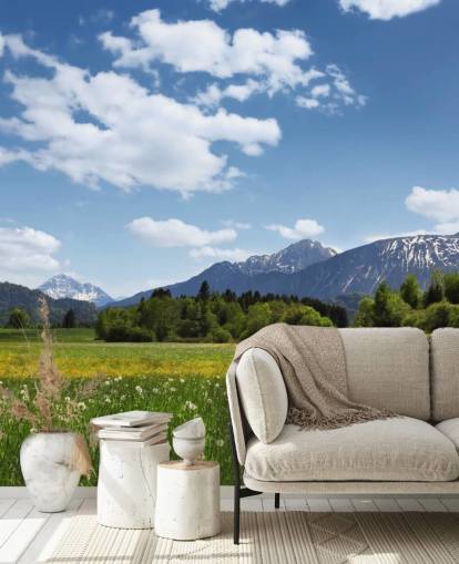 Peinture murale avec vue sur la prairie et