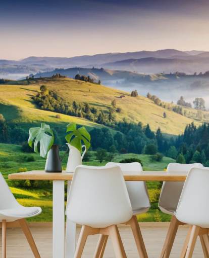 mural de papel pintado de campo verde y azul llamado Mountains Landscape para oficinas en casa mural de papel pintado de campo verde y azul llamado Mountains Landscape para oficinas en casa