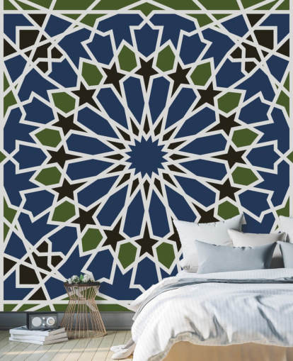 blauw en groen arabisch geometrisch behang blauw en groen arabisch geometrisch behang