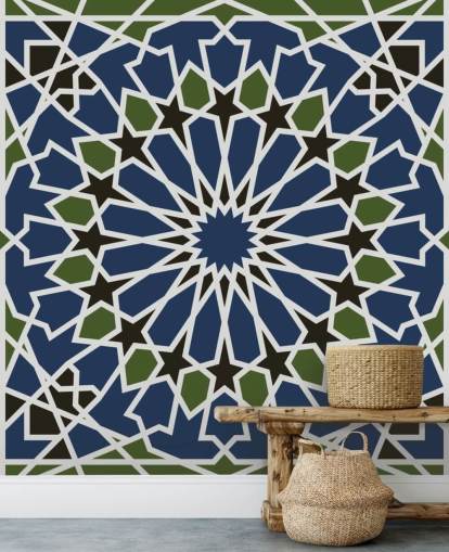 blå og grøn arabisk geometrisk tapet blå og grøn arabisk geometrisk tapet