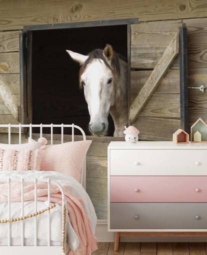 Papier Peint Cheval en Stable