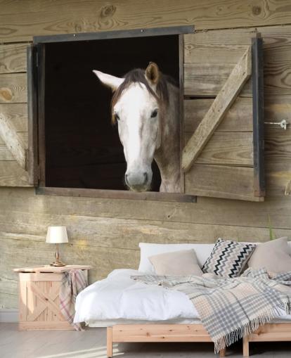 Papel pintado Caballo en establo