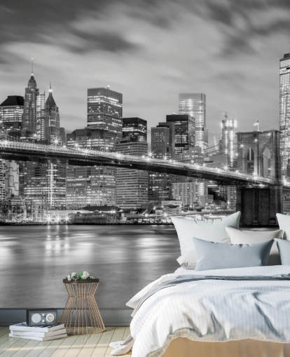 Svart och vitt Brooklyn Bridge Bakgrund