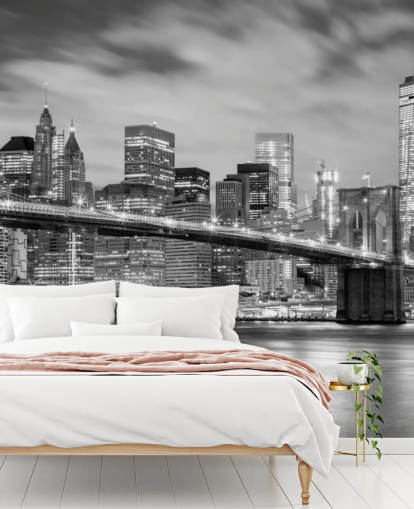 zwart-wit Brooklyn Bridge behang zwart-wit Brooklyn Bridge behang