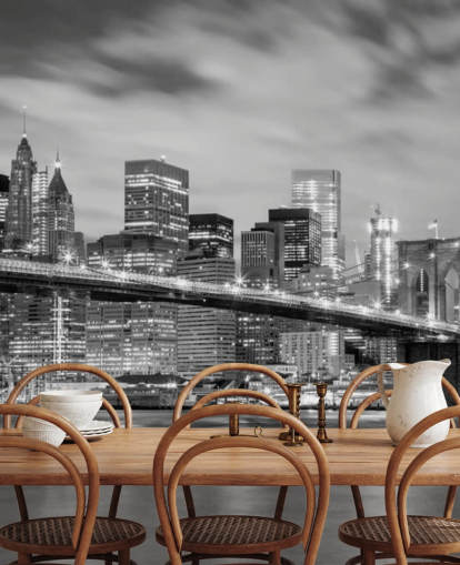 Sort og hvid Brooklyn Bridge Baggrund