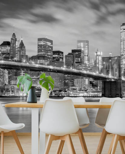 zwart-wit Brooklyn Bridge behang