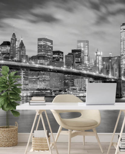 Svart-hvitt Brooklyn Bridge Bakgrunn