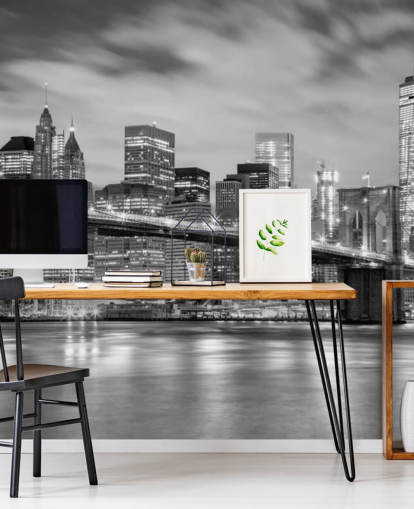 Svart-hvitt Brooklyn Bridge Bakgrunn