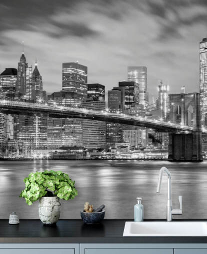 Papier peint du pont de Brooklyn en noir et blanc