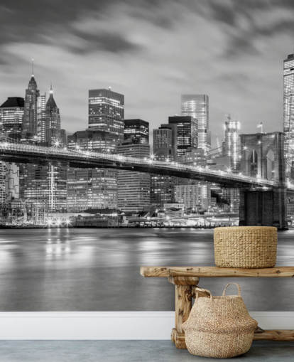 Papel de parede preto e branco da ponte de Brooklyn