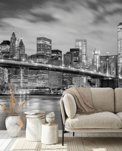 Papel pintado Puente de Brooklyn blanco y negro Papel pintado Puente de Brooklyn blanco y negro