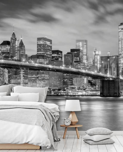 Papier peint du pont de Brooklyn en noir et blanc