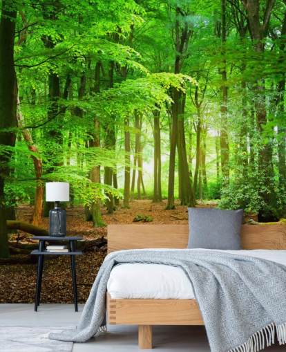 papier peint mural de forêt personnalisable vert et marron appelé Magical Forest pour les chambres et les salles de bain papier peint mural de forêt personnalisable vert et marron appelé Magical Forest pour les chambres et les salles de bain