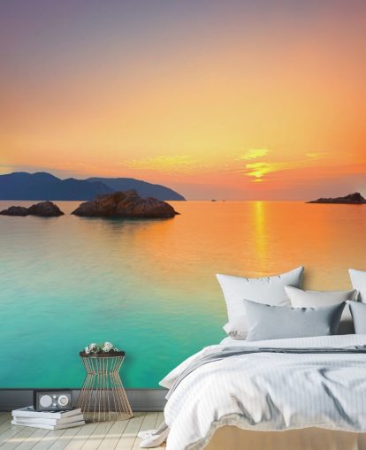 Decorazione murale con alba sull'oceano