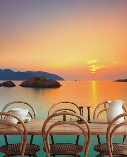 Decorazione murale con alba sull'oceano