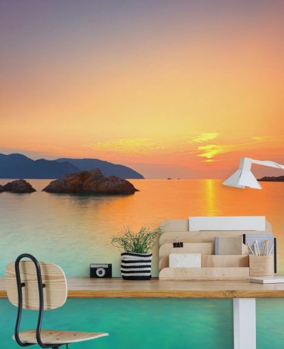 Decorazione murale con alba sull'oceano