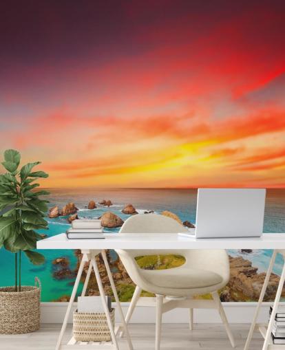 Rocky Sunset Coast Bakgrunn