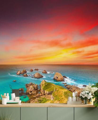 Rocky Sunset Coast Wallpaper