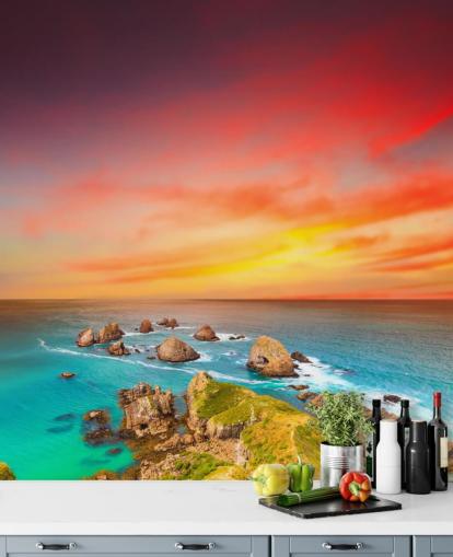 Rocky Sunset Coast Wallpaper