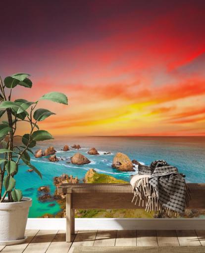 Rocky Sunset Coast Wallpaper