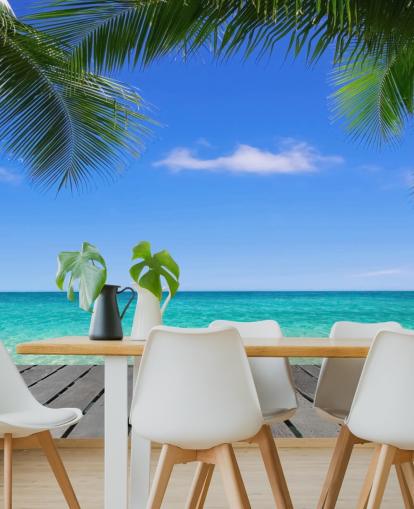 carta da parati murale blu tropicale chiamata Tropical Deck View at Wallsauce per camere da letto, bagni e uffici carta da parati murale blu tropicale chiamata Tropical Deck View at Wallsauce per camere da letto, bagni e uffici